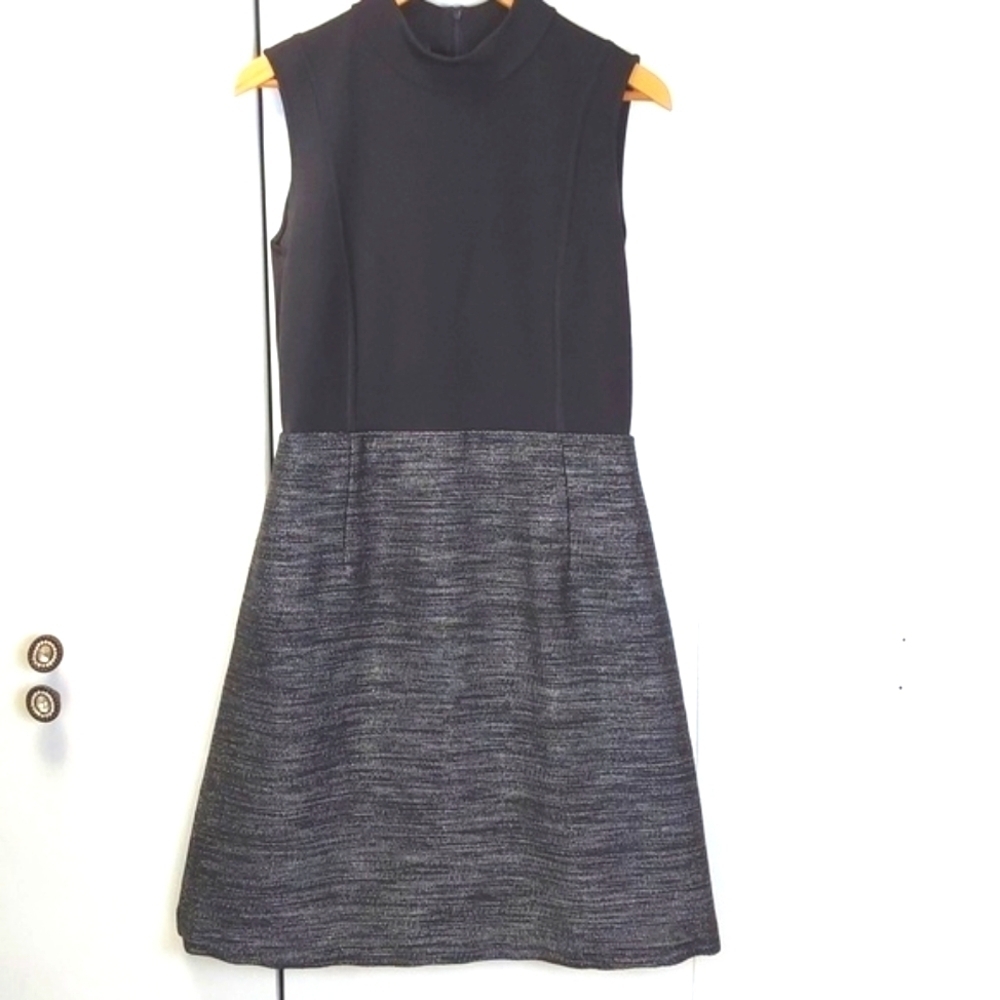Lafayette 148 Womens Black Sleeveless Stretchy Fit & Flare Preppy Dress Sz.M